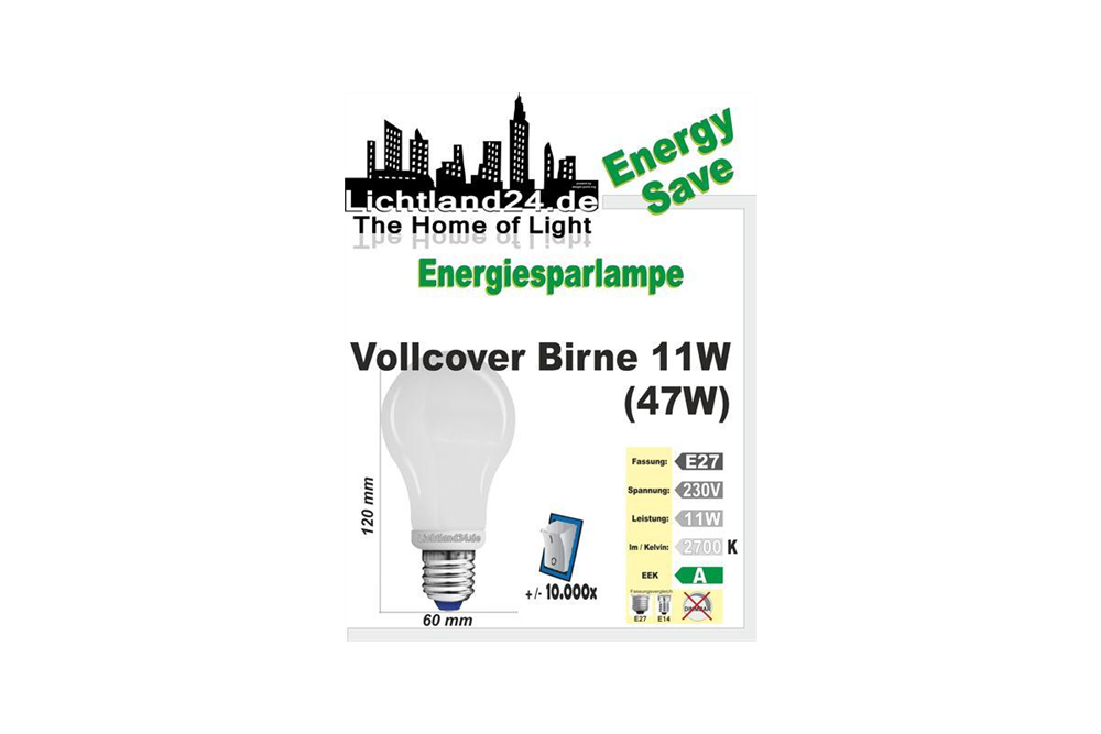 E27 - Vollcover Energiesparlampe Birne - 11 Watt