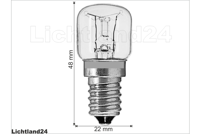 E14 - 15W - Backofenlampe - klar - Pigmy / Kolbenform...
