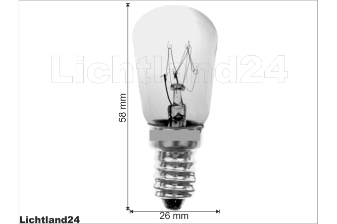 E14 - 25W - Backofenlampe - klar - Pigmy / Kolbenform...
