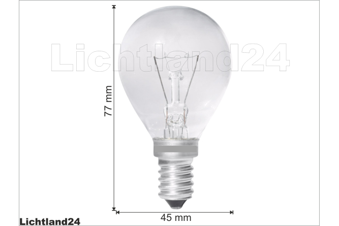 E14 - 25W - Backofenlampe - klar - Tropfenform 77x45mm