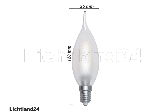 LED Filament C35 Windstoß Kerze Flame OPAL E14 4W...