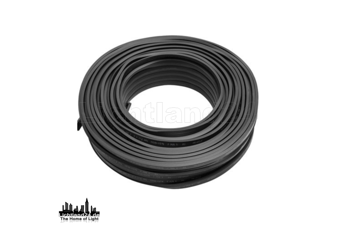 100m Illu Kabel Flachleitung als Ring schwarz H05RNH2-F...