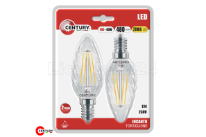 E14 LED Filament Kerze gedreht - INCANTO - 4W (= 40W) 2700K - 2er Blister