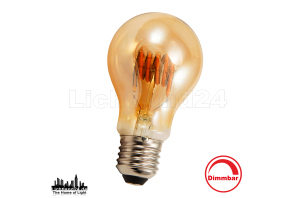 RETRO SPIRAL - E27 - dimmbare - LED Filament Glühlampe A60 - 6W - 2200K GOLD Vintage "extra warmweiß"