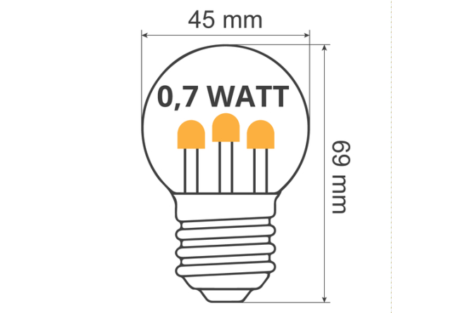 E27 City LED - 0,7 Watt G45 Tropfenlampe DIP...