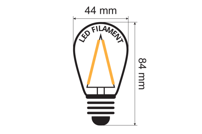 E27 City LED - 3 Watt ST44 dimmbare Lang-Tropfenlampe Filament warmweiß 2650K (vergl. +25W)