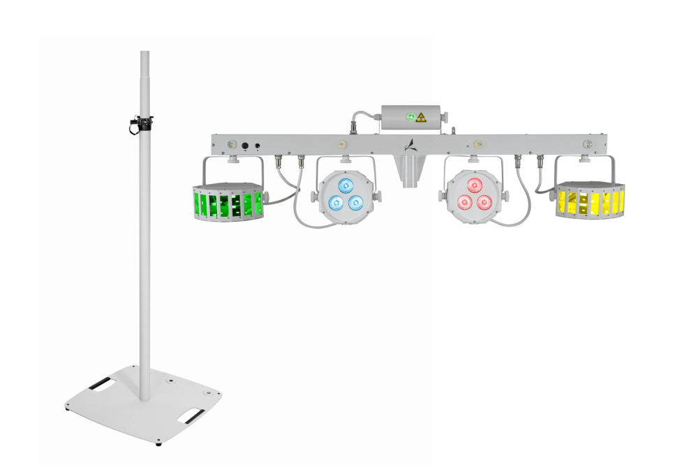 EUROLITE Set LED KLS Laser Bar FX-Lichtset weiß + BPS-3 Boxenhochständer weiß
